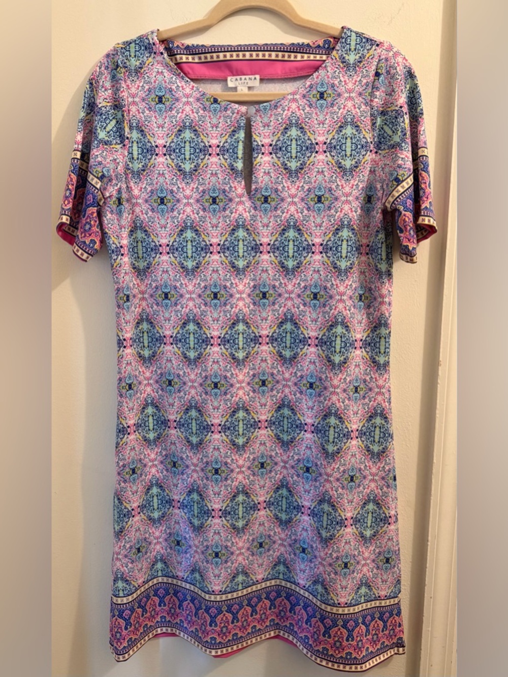 Cabana Life Short Sleeve Patterned Multi Color Dress